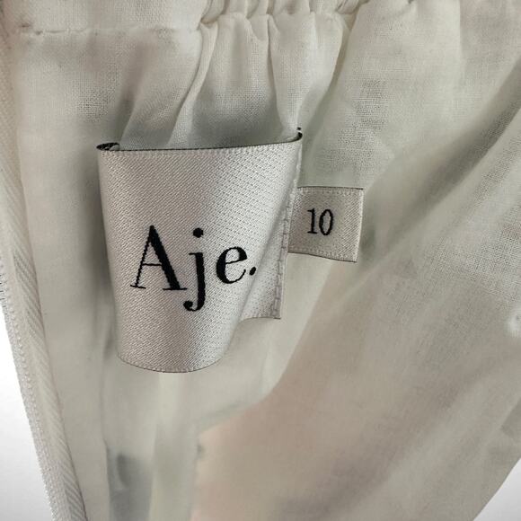 Aje Drift Puff Sleeve Cotton Mini Dress 6 AU 10 White Watercolor Garden Floral - Picture 6 of 14